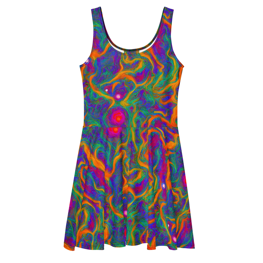 Neon Terrain on Skater Dress — Front