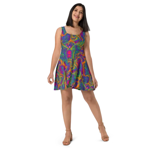 Neon Terrain on a Skater Dress