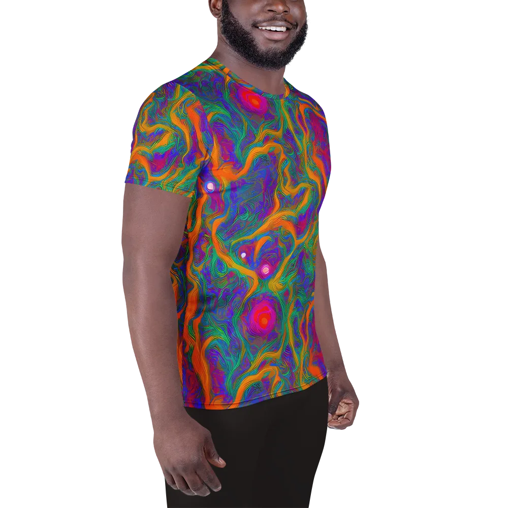 Neon Terrain on Men's Athletic T-Shirt — Right