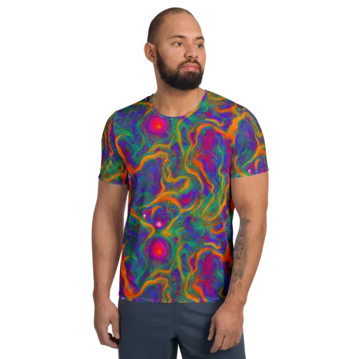 Neon Terrain on a Men's Athletic T-Shirt