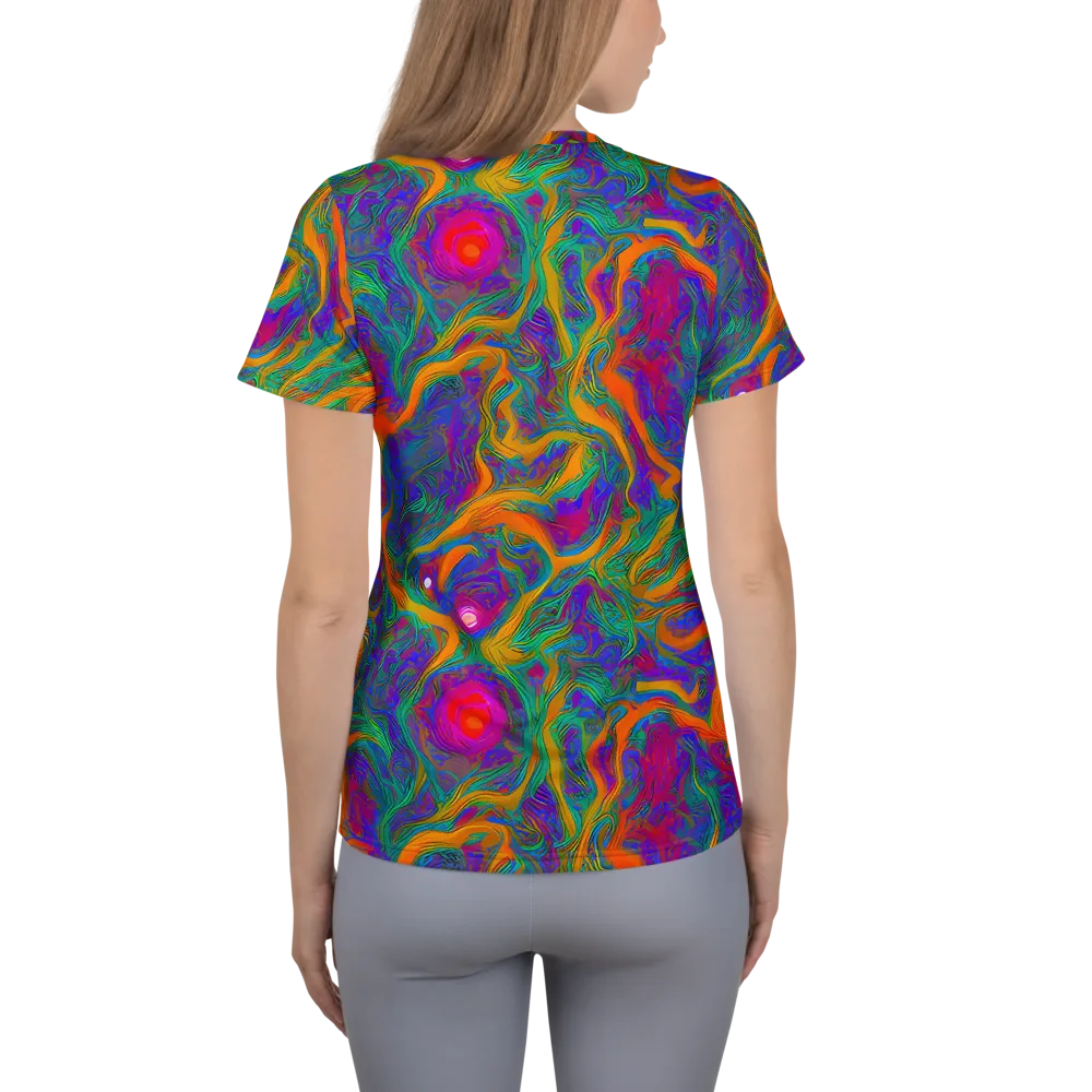 Neon Terrain on Women's Athletic T-Shirt — Back