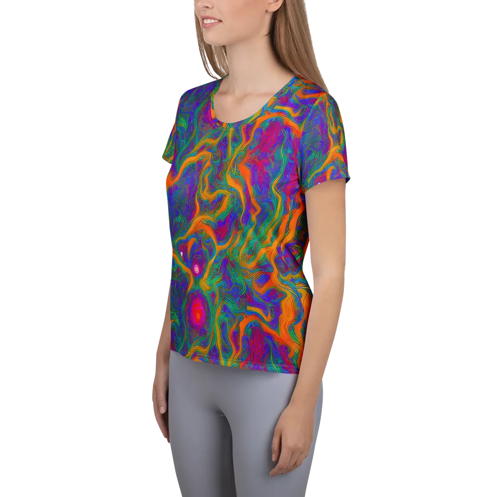 Neon Terrain on Women's Athletic T-Shirt — Left