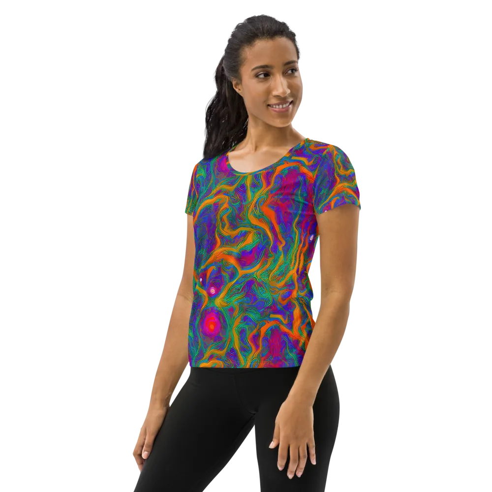 Neon Terrain on Women's Athletic T-Shirt — Left