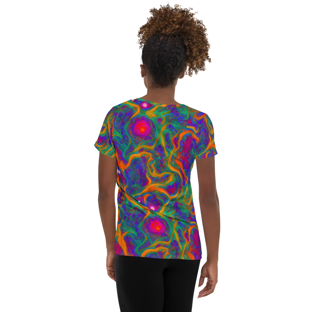 Neon Terrain on Women's Athletic T-Shirt — Back