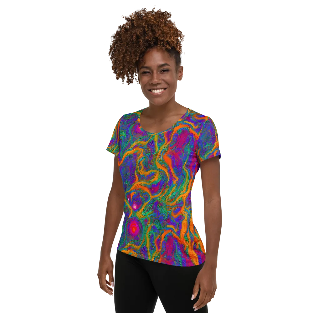 Neon Terrain on Women's Athletic T-Shirt — Left