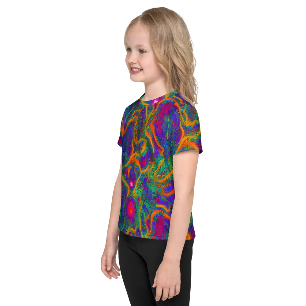 Neon Terrain on Kids Crew Neck T-Shirt — Left