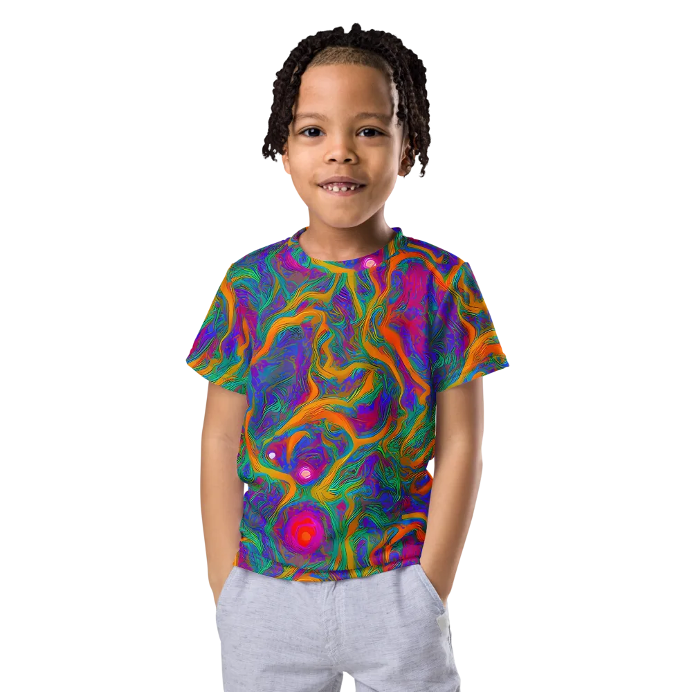 Neon Terrain on Kids Crew Neck T-Shirt — Front