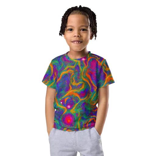 Neon Terrain on a Kids Crew Neck T-Shirt