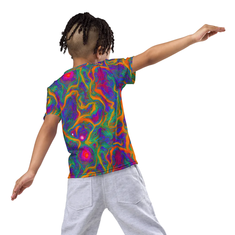 Neon Terrain on Kids Crew Neck T-Shirt — Back