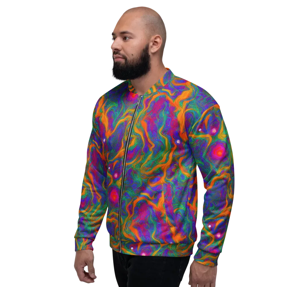 Neon Terrain on Bomber Jacket — Left