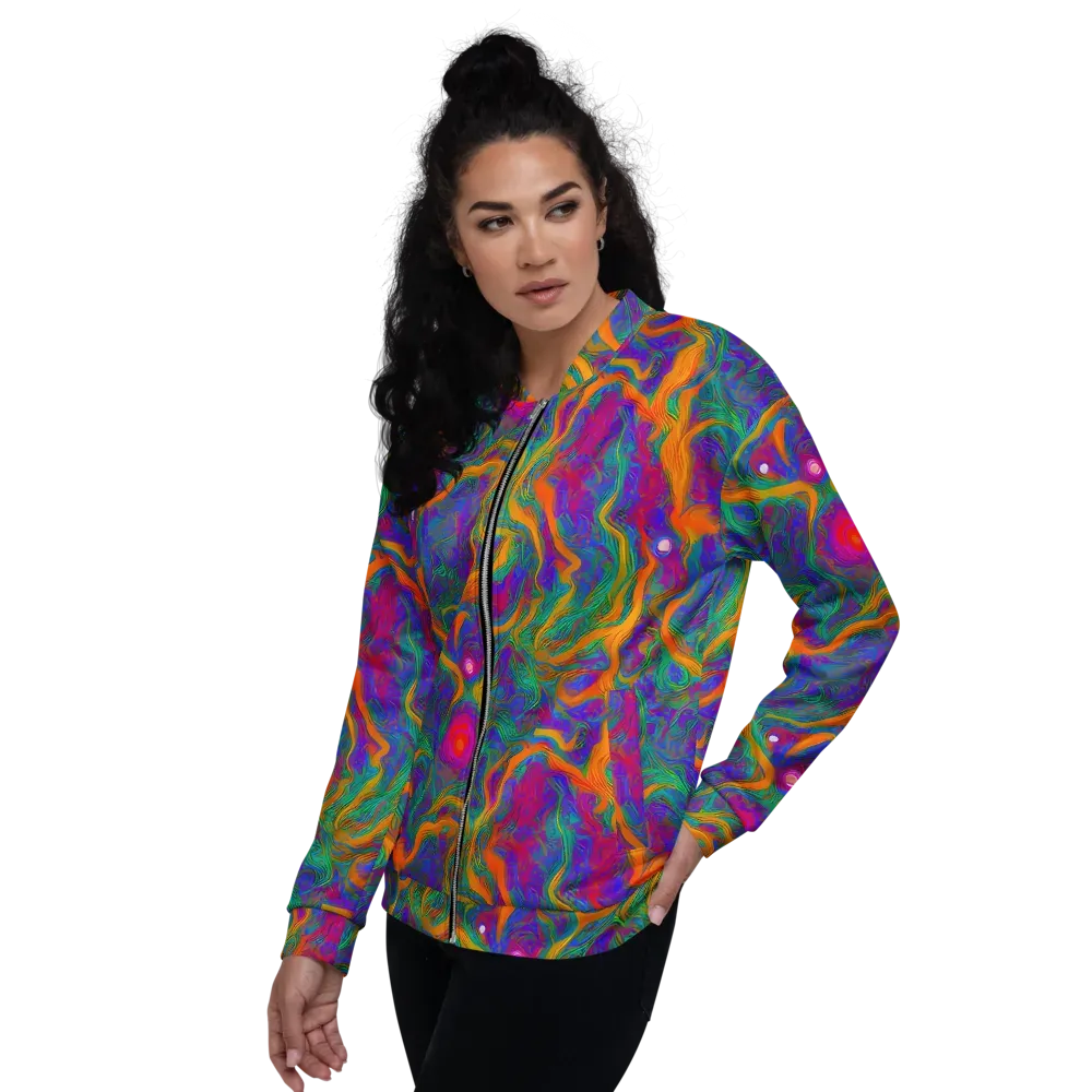 Neon Terrain on Bomber Jacket — Left