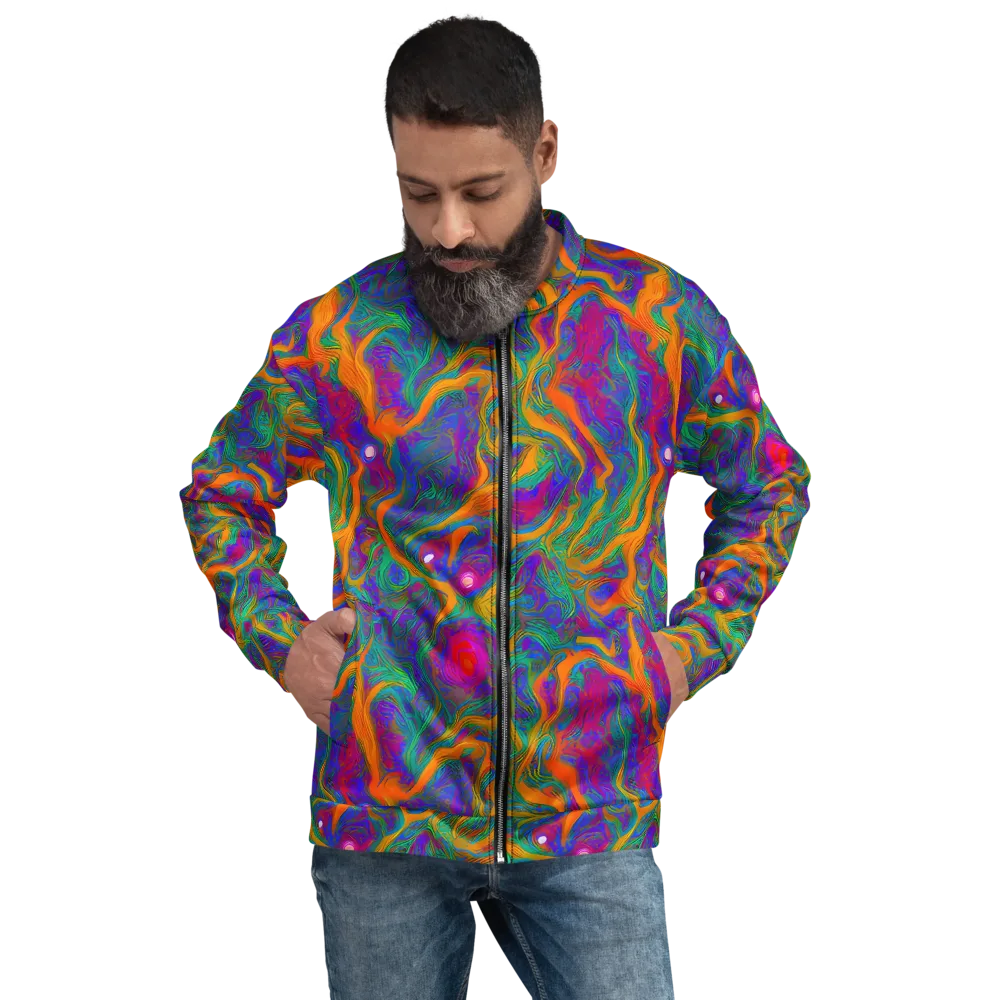 Neon Terrain on Bomber Jacket — Front