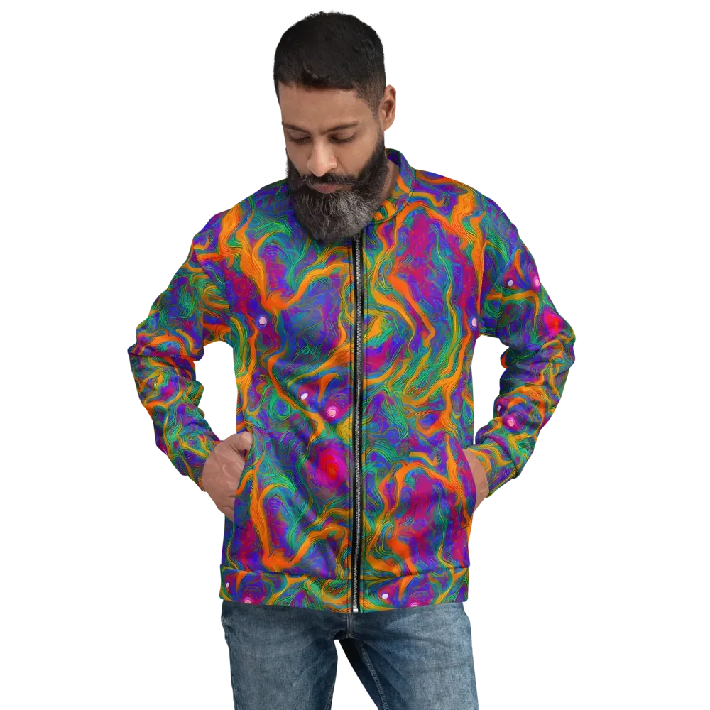 Neon Terrain on Bomber Jacket — Front
