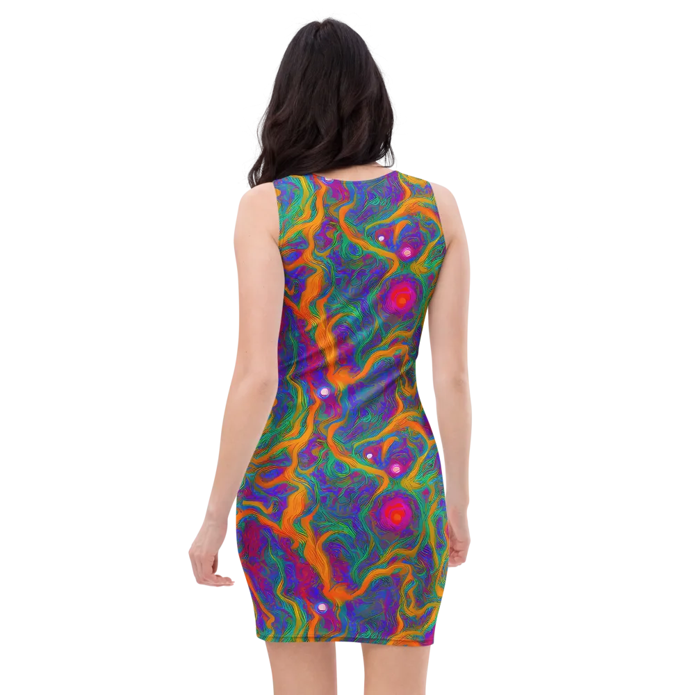 Neon Terrain on Bodycon Dress — Back