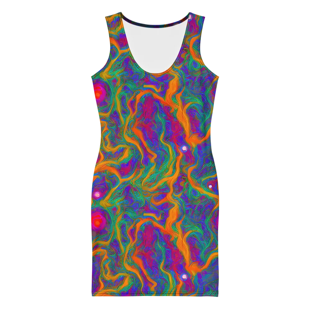 Neon Terrain on Bodycon Dress — Front