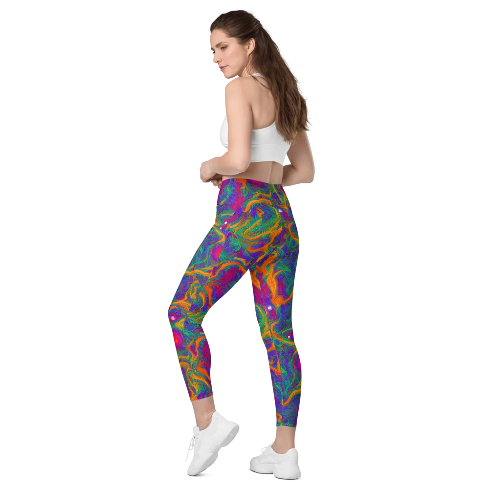 Neon Terrain on Leggings with Pockets — Left Back