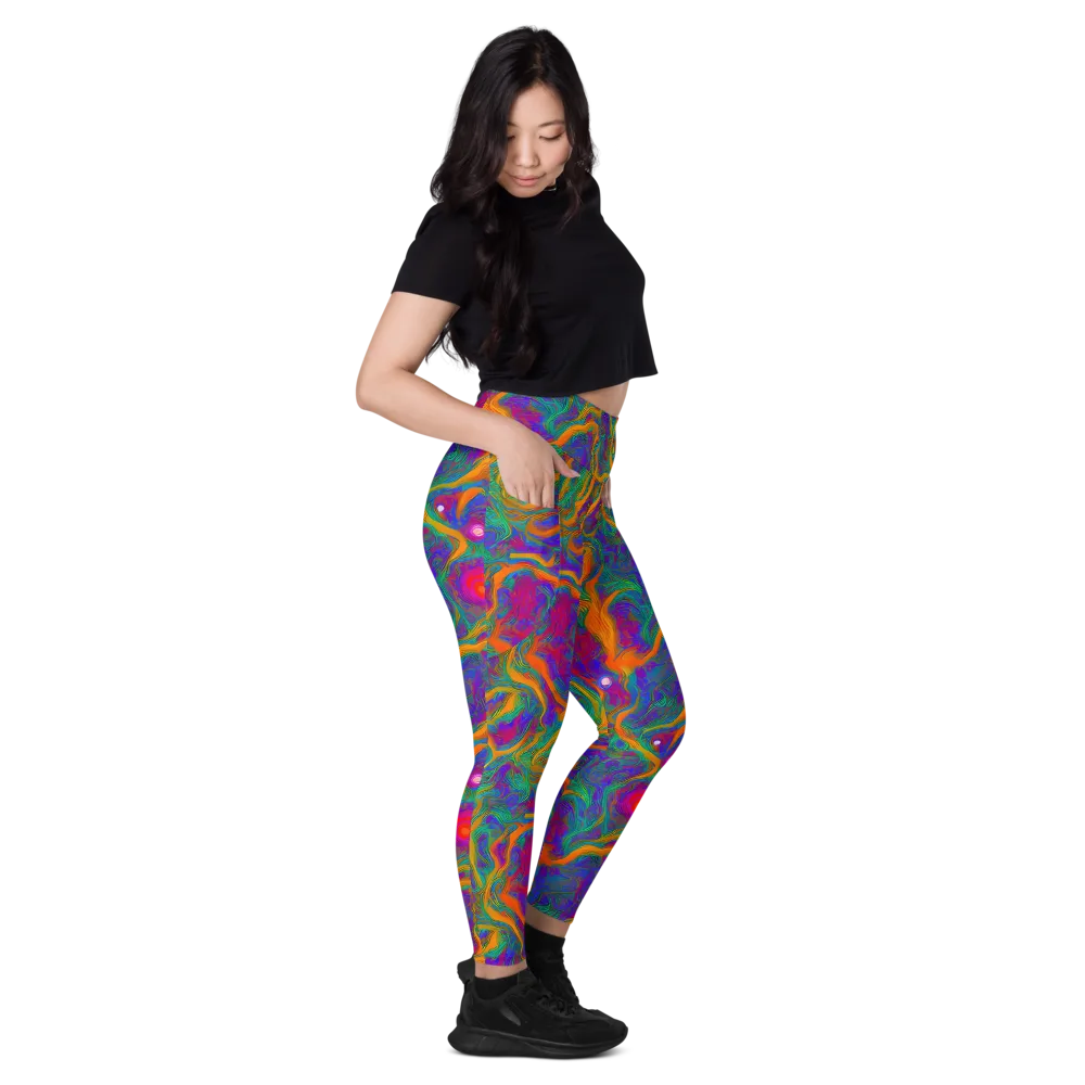 Neon Terrain on Leggings with Pockets — Right