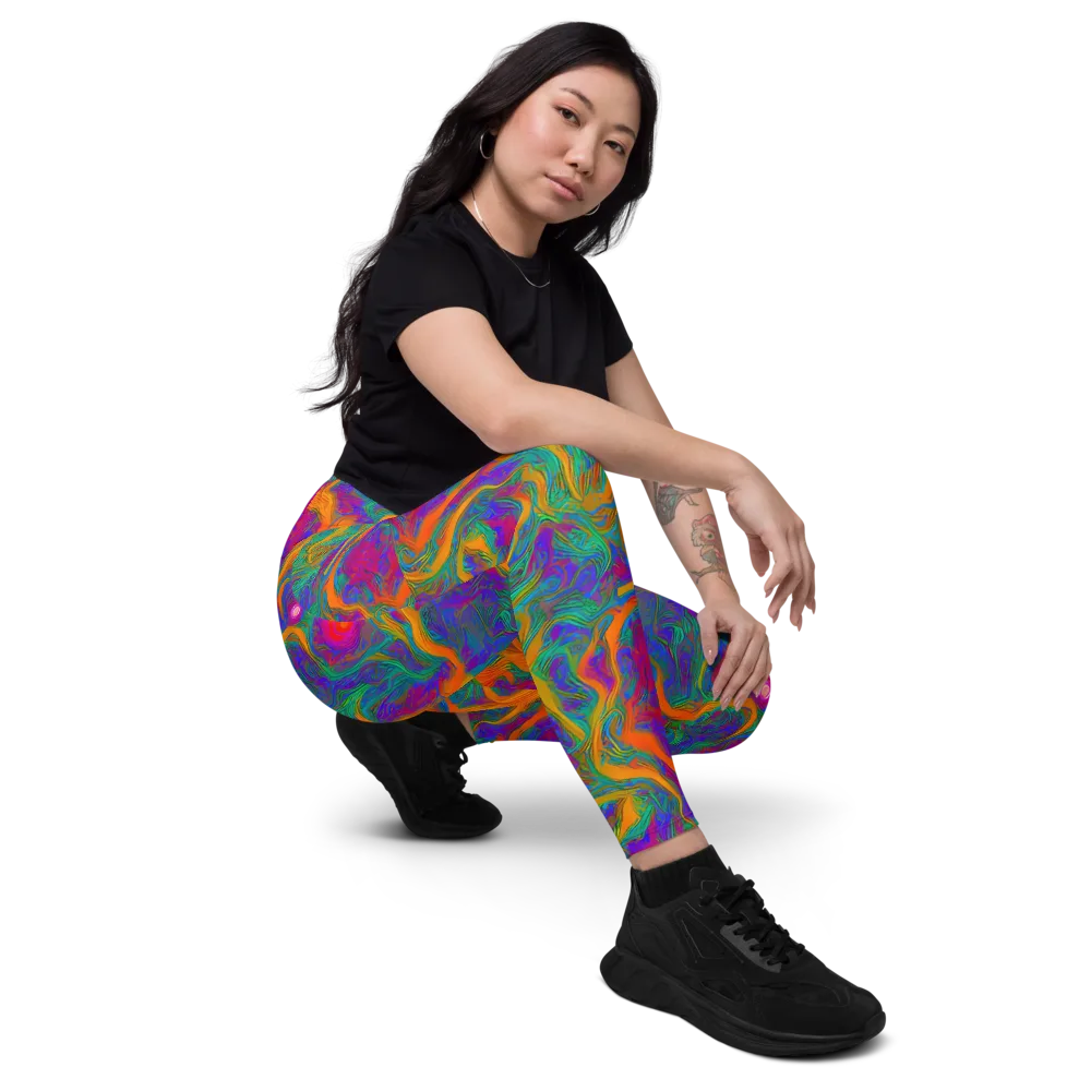 Neon Terrain on Leggings with Pockets — Right Front