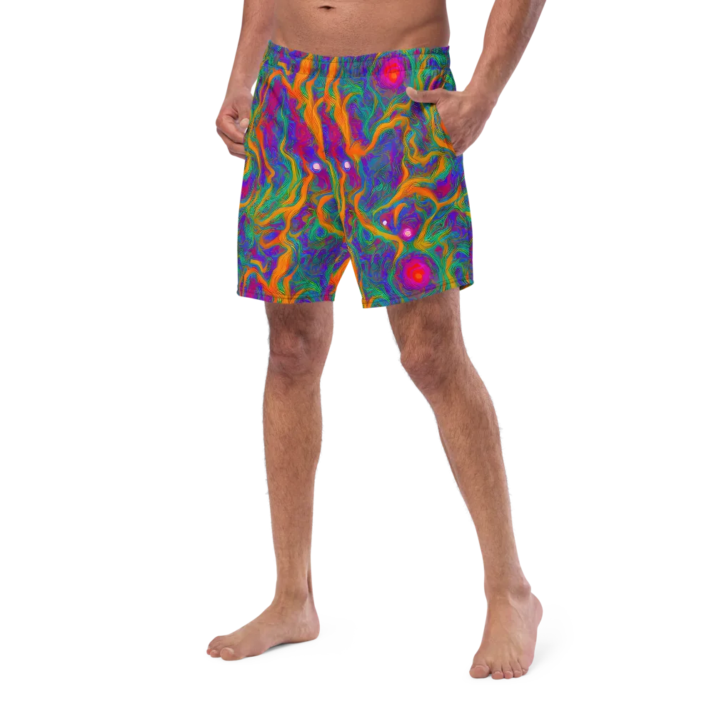 Neon Terrain on Swim Trunks — Left Front