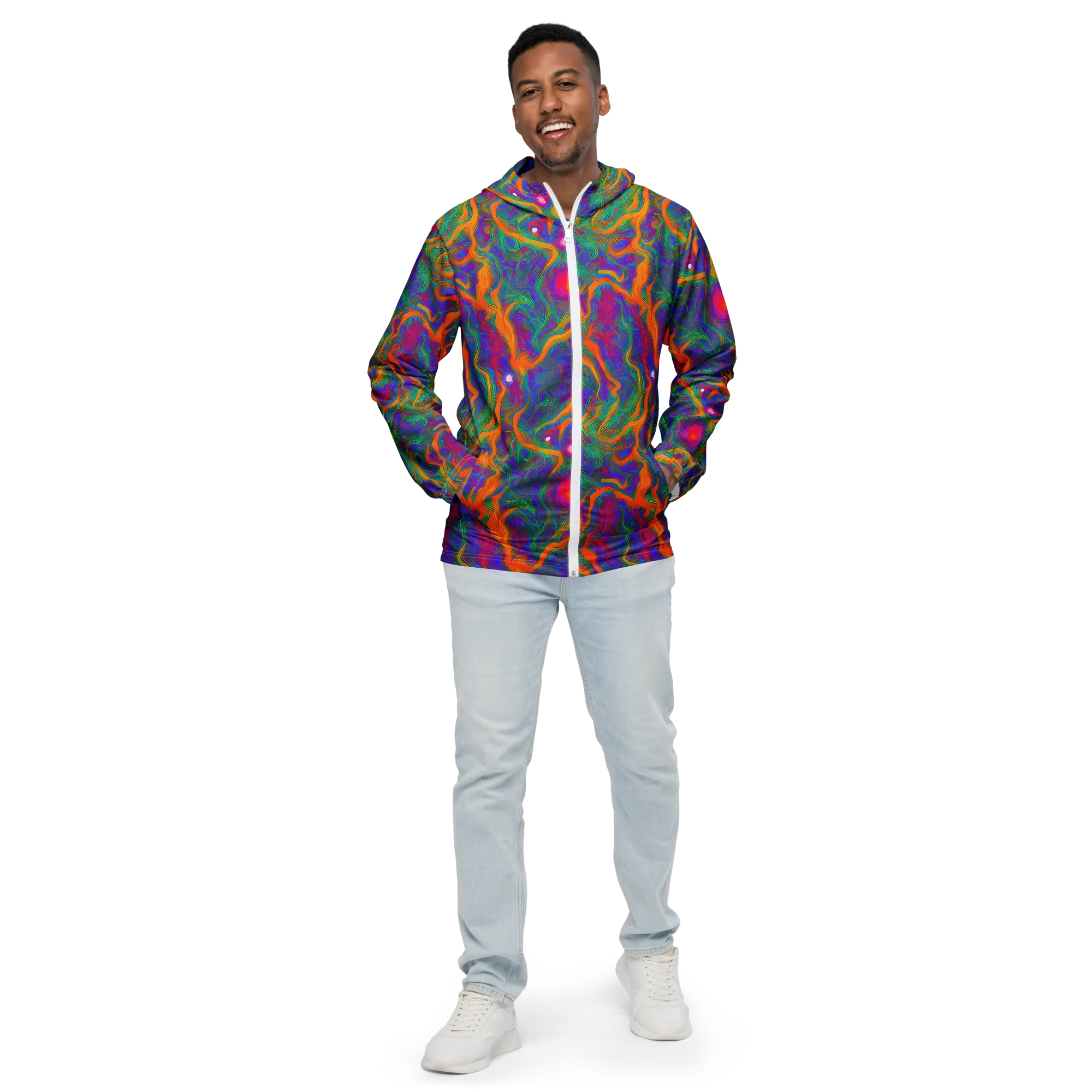 Neon Terrain on Men's Windbreaker — Front