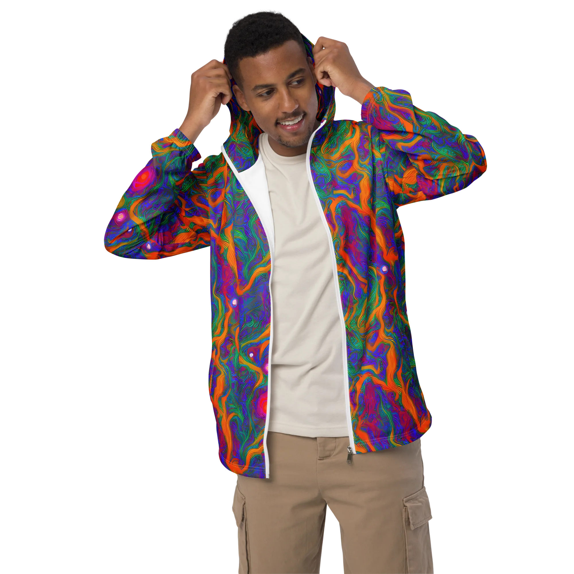 Neon Terrain on Men's Windbreaker — Front