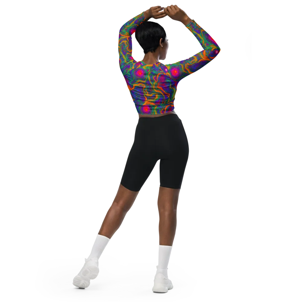 Neon Terrain on Long Sleeve Crop Top — Back