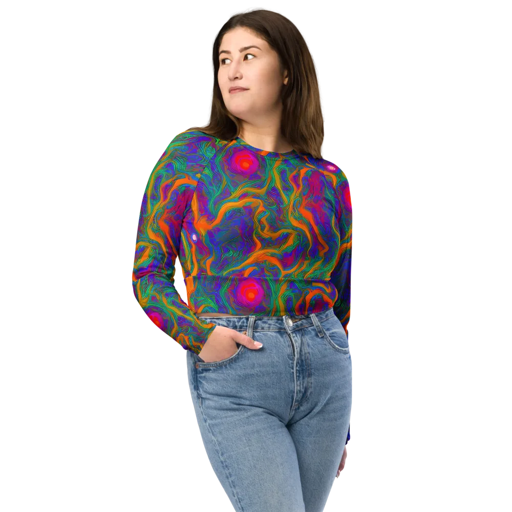 Neon Terrain on Long Sleeve Crop Top — Front