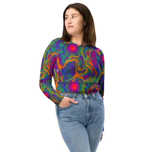 Neon Terrain on a Long Sleeve Crop Top