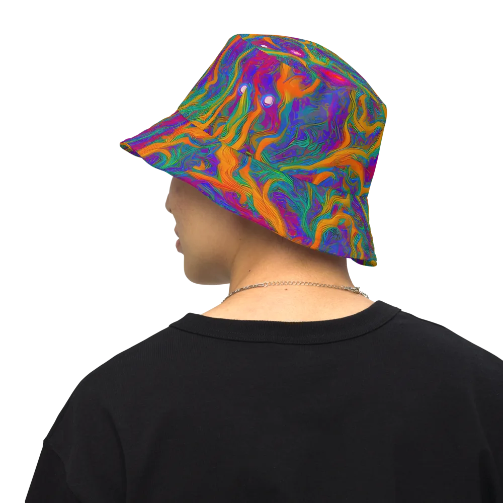 Neon Terrain on Reversible Bucket Hat — Back Inside
