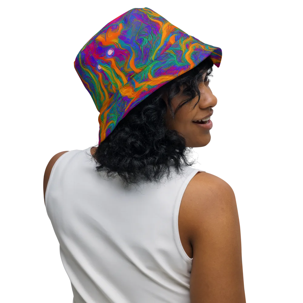 Neon Terrain on Reversible Bucket Hat — Right Outside