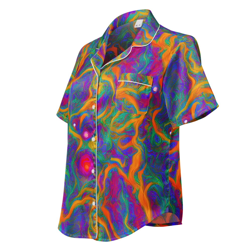 Neon Terrain on Women's Short Sleeve Pajama Top — Left Front