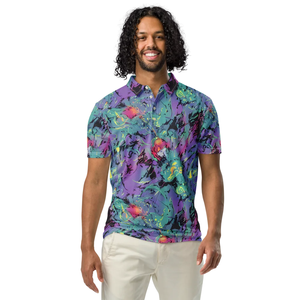 Dreamwave Flux on Men's Slim Fit Polo Shirt — Front