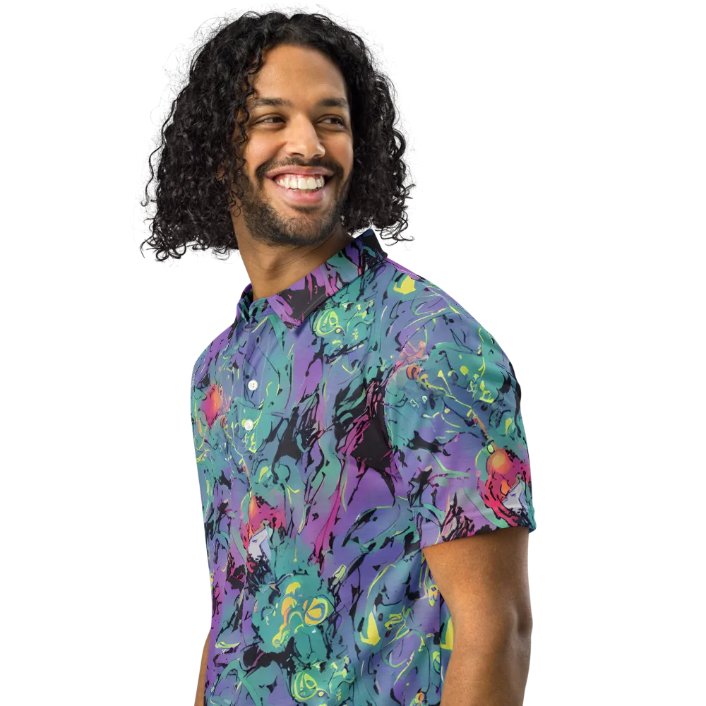 Dreamwave Flux on Men's Slim Fit Polo Shirt — Left Front