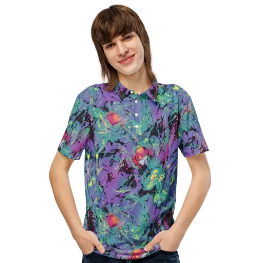 Dreamwave Flux on a Men's Slim Fit Polo Shirt