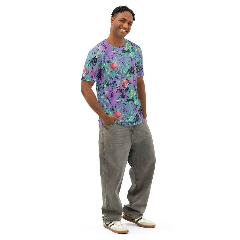 Dreamwave Flux on Men's Cotton Crew Neck T-Shirt — Right Front
