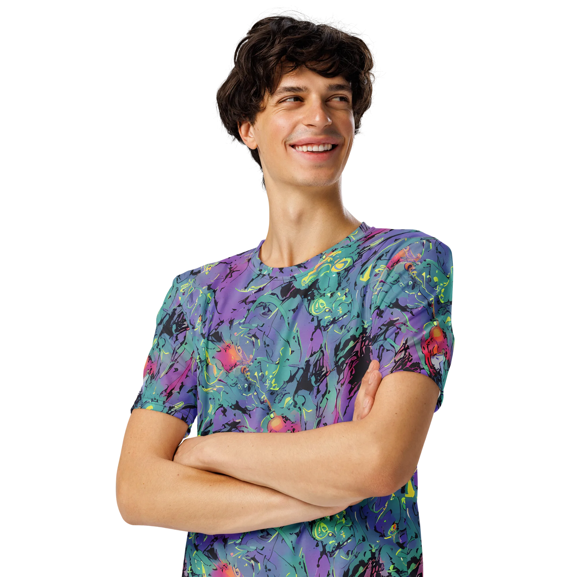 Dreamwave Flux on Men's Crew Neck T-Shirt — Left Front