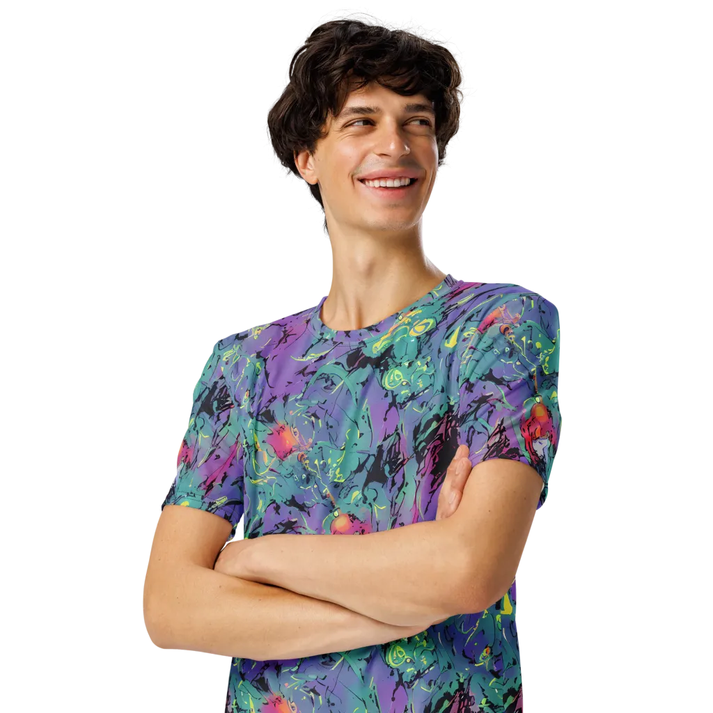Dreamwave Flux on Men's Crew Neck T-Shirt — Left Front