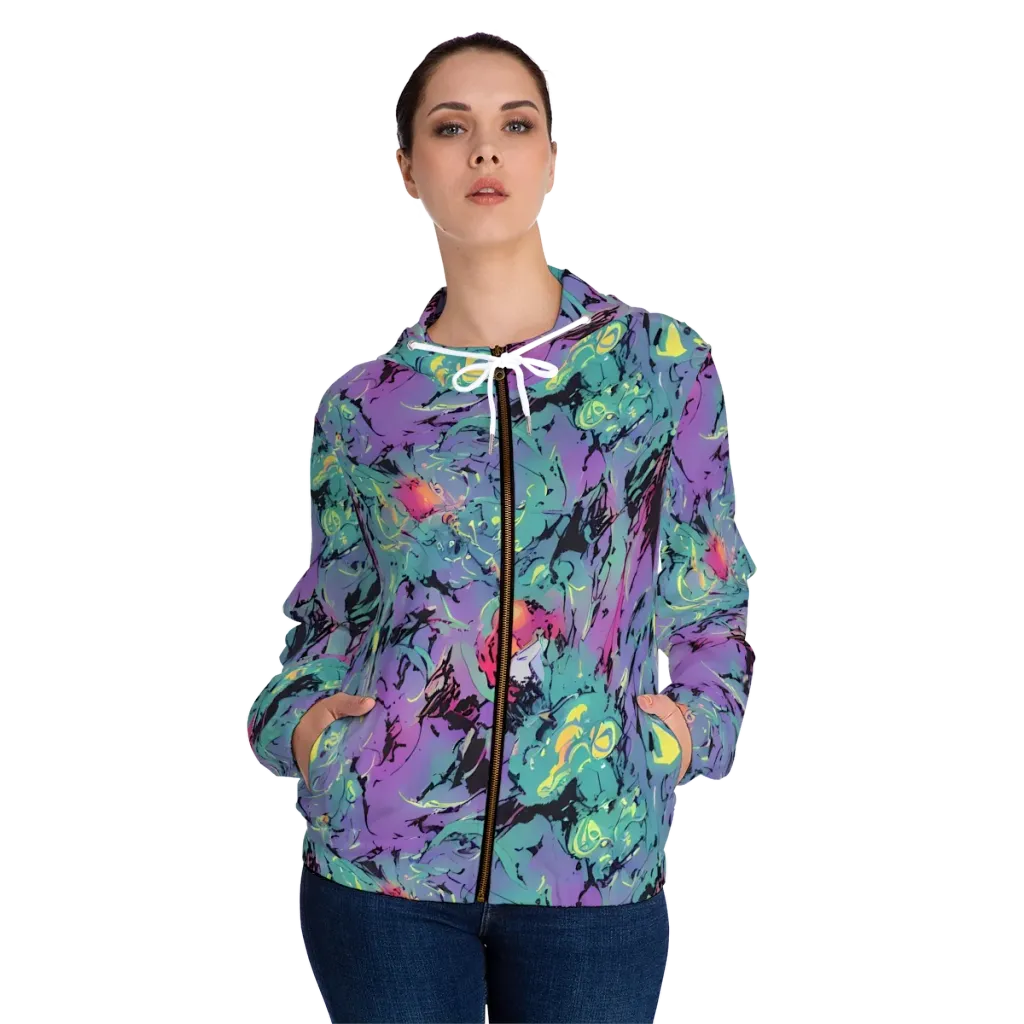 Dreamwave Flux on Women's Full-Zip Hoodie — Front On Person