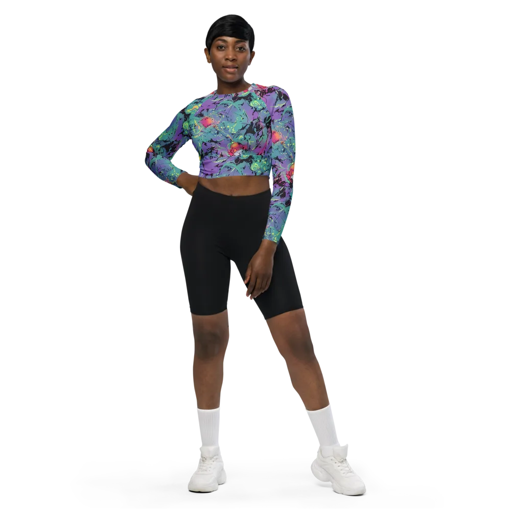 Dreamwave Flux on Long Sleeve Crop Top — Front
