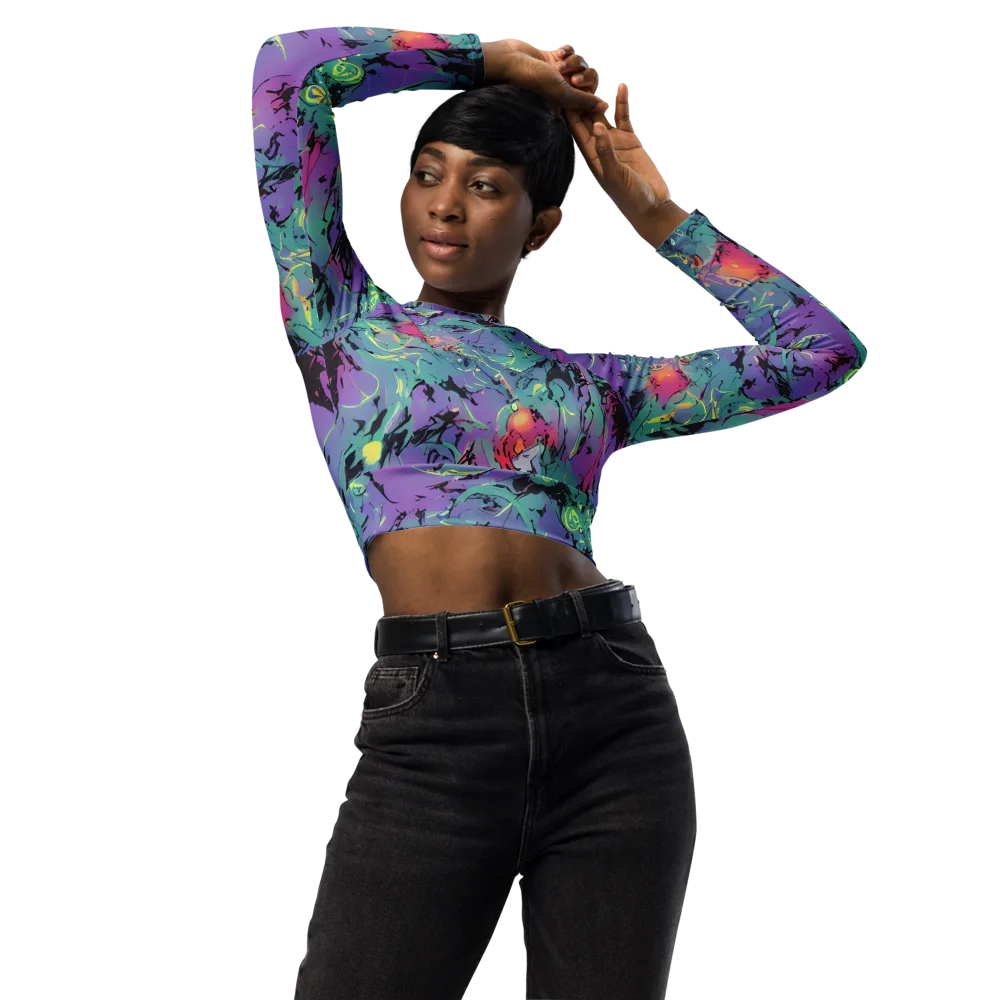 Dreamwave Flux on Long Sleeve Crop Top — Front