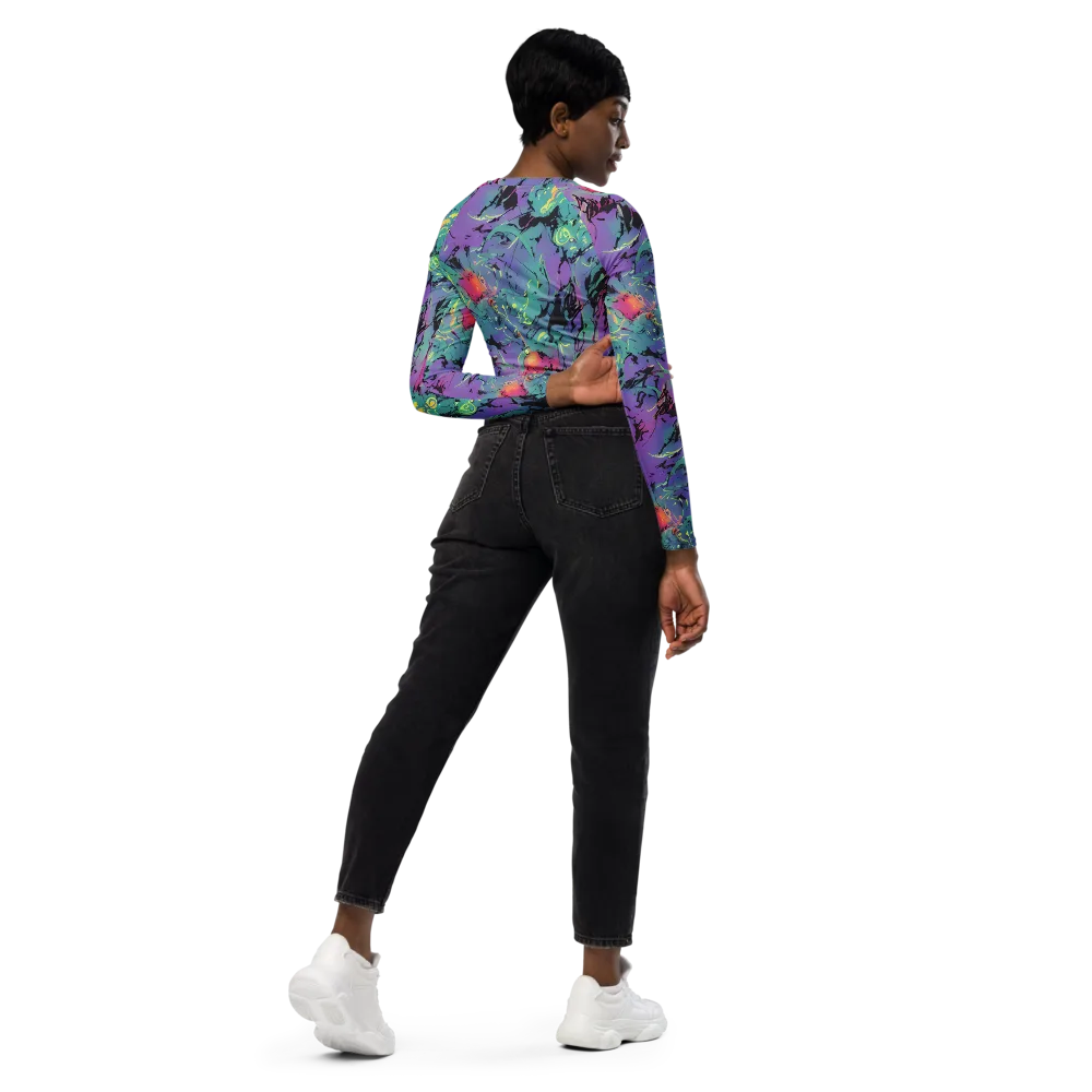 Dreamwave Flux on Long Sleeve Crop Top — Right Back