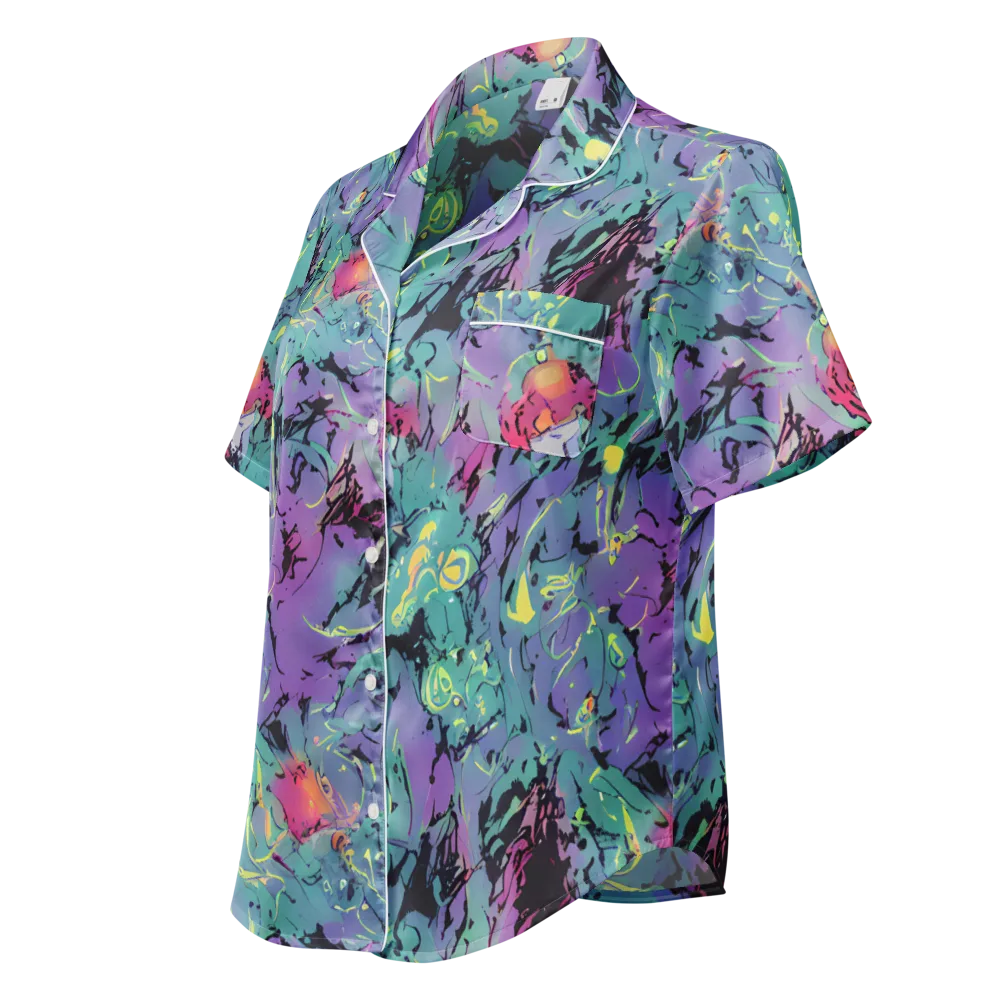 Dreamwave Flux on Women's Short Sleeve Pajama Top — Left Front