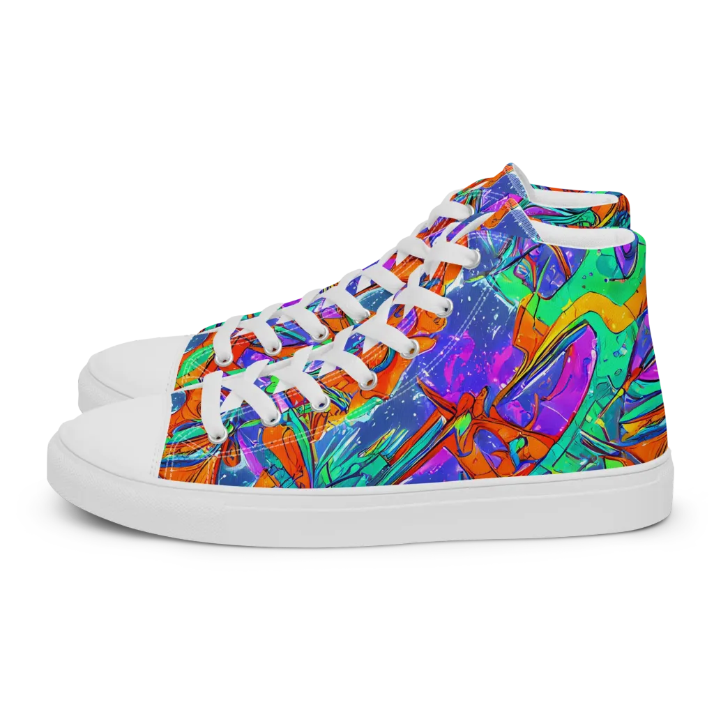 Hypercolor Splash on Men's High Top Canvas Shoes — Left