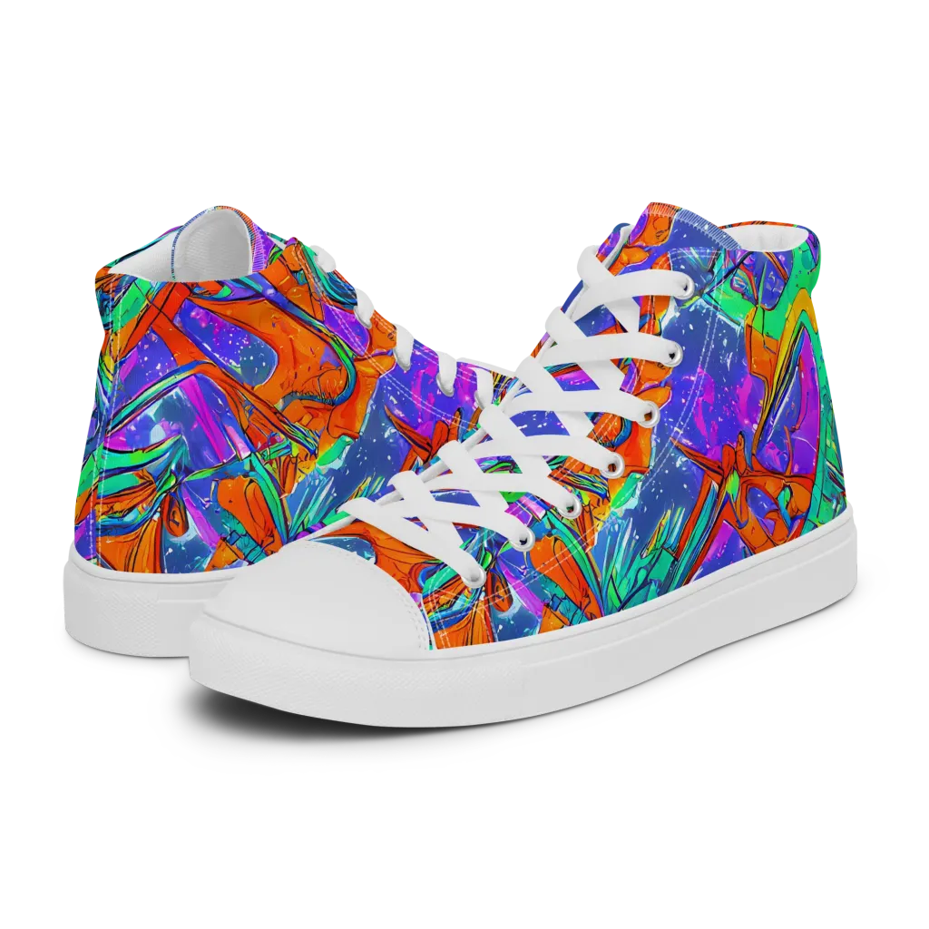 Hypercolor Splash on Men's High Top Canvas Shoes — Left