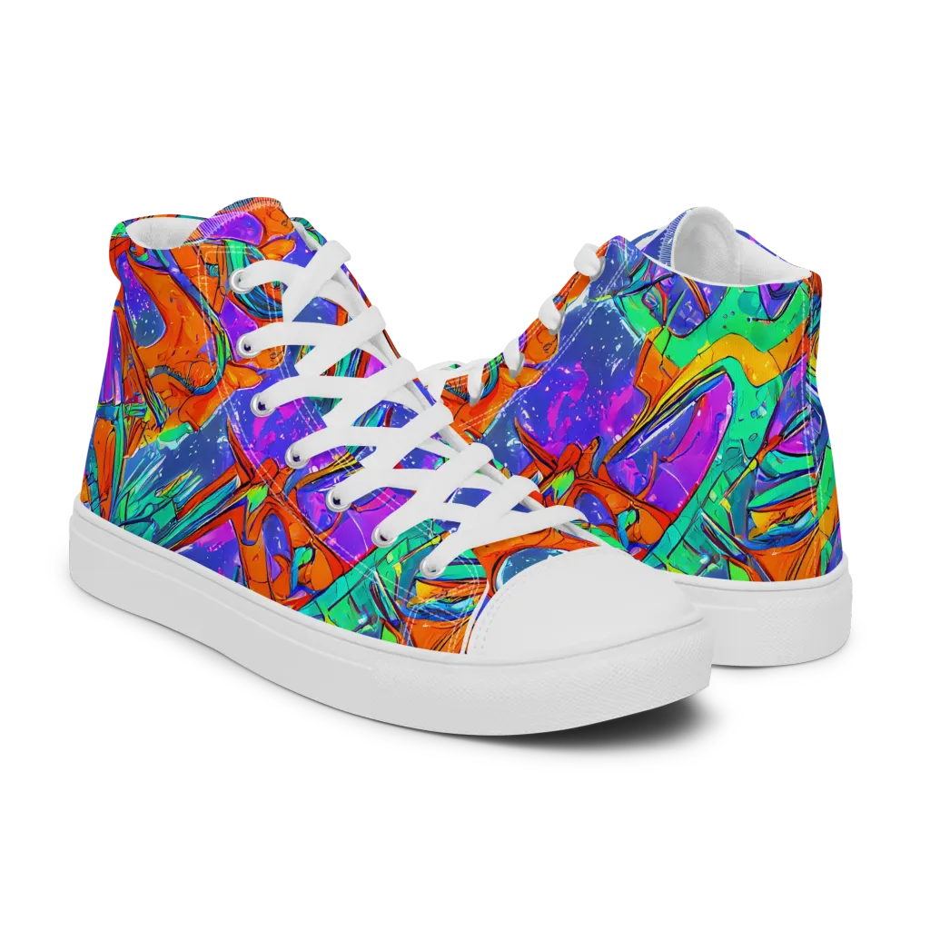 Hypercolor Splash on Men's High Top Canvas Shoes — Right
