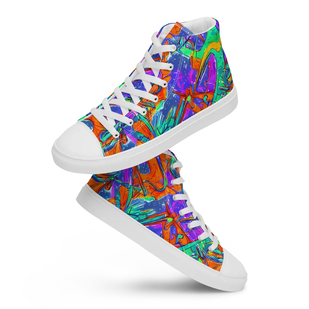 Hypercolor Splash on Men's High Top Canvas Shoes — Front