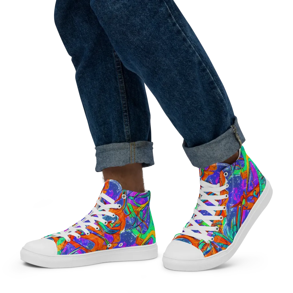 Hypercolor Splash on Men's High Top Canvas Shoes — Left