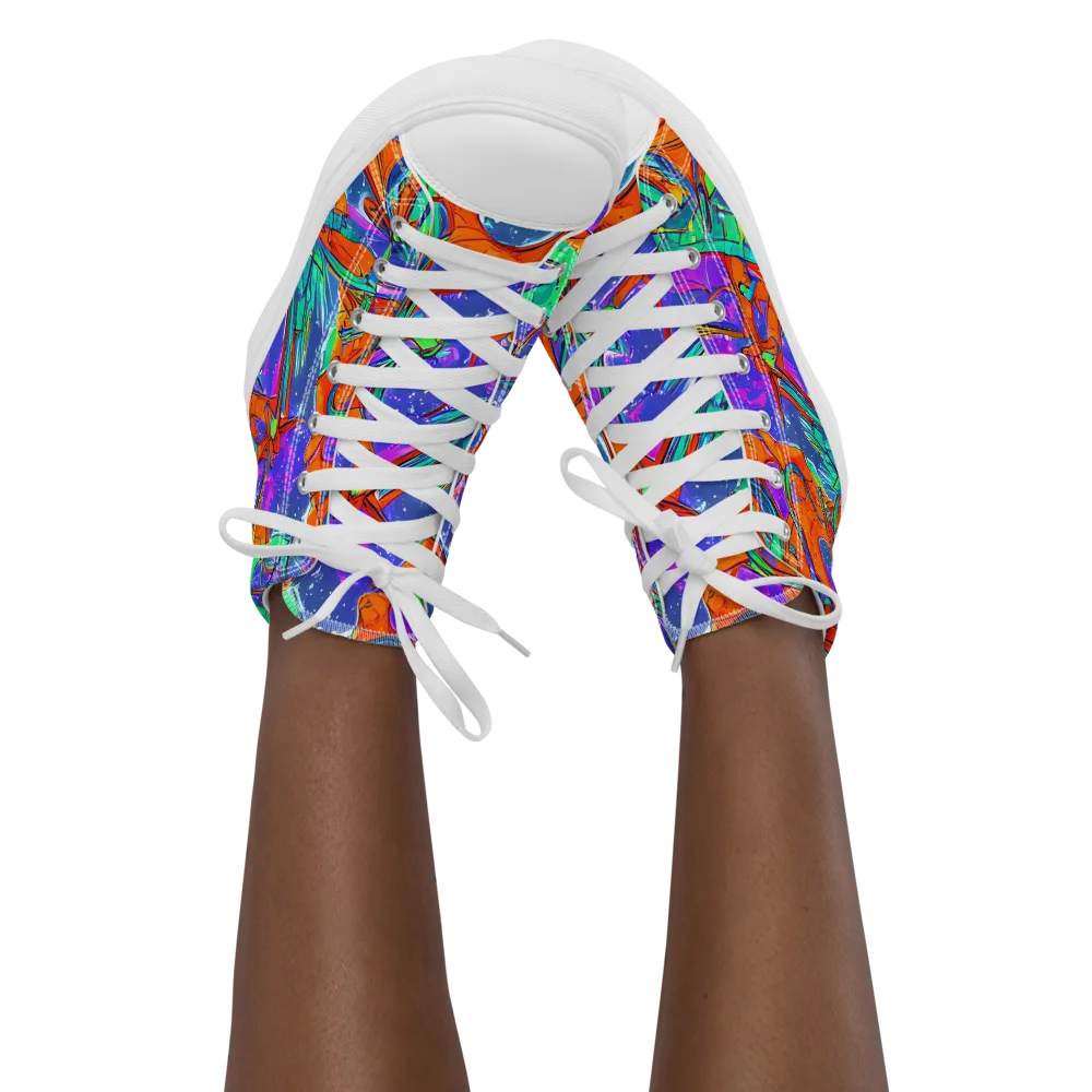 Hypercolor Splash on Women's High Top Canvas Shoes — Front
