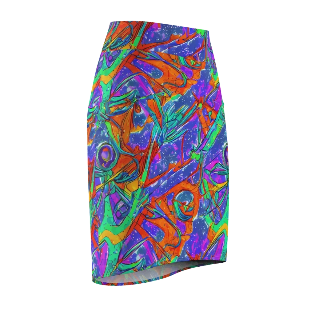 Hypercolor Splash on Pencil Skirt — Front Side