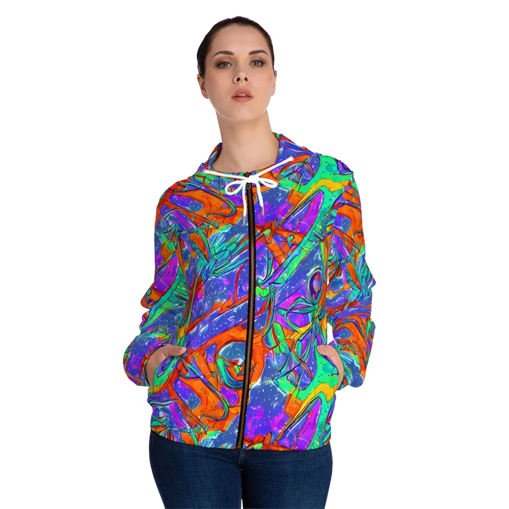 Hypercolor Splash on Women's Full-Zip Hoodie — Front On Person